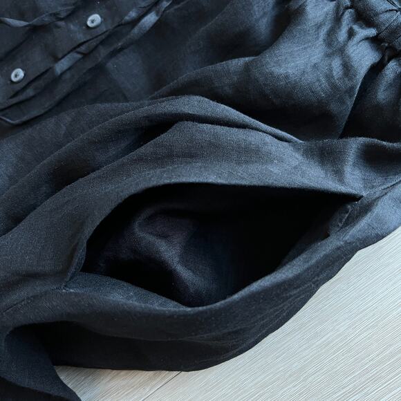 J Crew Cerise Shirt Dress In Ramie Size 8 Black - Picture 9 of 10